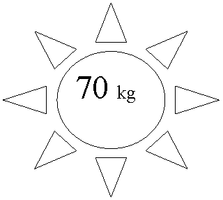 Sun: 70 kg 