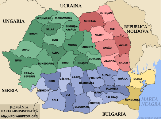 Administrative map of Romania