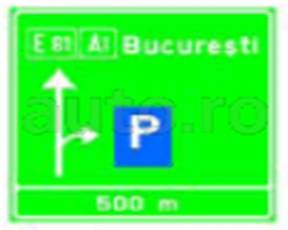 Presemnalizarea pe autostrada pentru parcare 