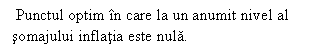 Text Box: Punctul optim in care la un anumit nivel al somajului inflatia este nula.