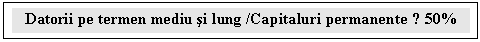 Text Box: Datorii pe termen mediu si lung /Capitaluri permanente ≤ 50%