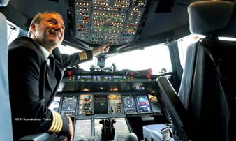 Carlinga unui Airbus, cockpit