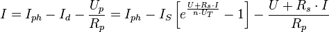 I=I_-I_d-frac=I_-I_Sleft[ e^}-1 right] - frac