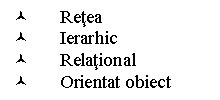 Text Box: 	Retea
	Ierarhic 
	Relational
	Orientat obiect
