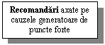 Text Box: Recomandari axate pe cauzele generatoare de puncte forte