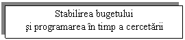 Text Box: Stabilirea bugetului
si programarea in timp a cercetarii
