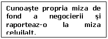 Text Box: Cunoaste propria miza de fond a negocierii si raporteaz-o la miza celuilalt.