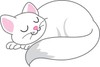 Pretty white kitty with pink ears and nose having a catnap clipart