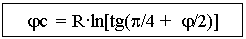 Text Box: jc  = Rln[tg(p/4 +  j/2)]