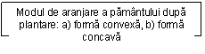 Text Box: Modul de aranjare a pamantului dupa plantare: a) forma convexa, b) forma concava