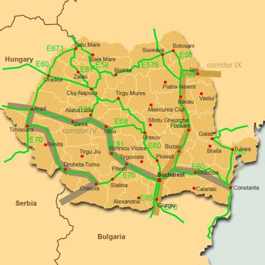 Description: romania E Routes map copy